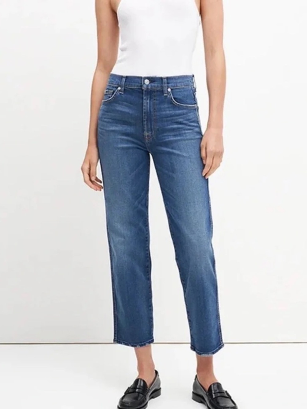 7FAM High Waist Cropped Straight jeans 27